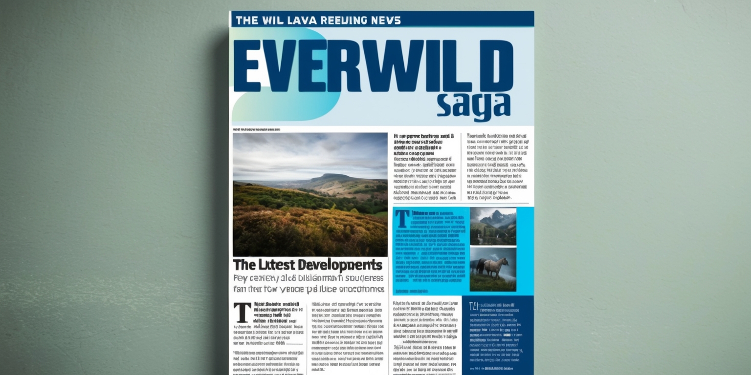 A news article about the Everwild saga, set against a muted backdrop with a mix of digital and print elements, featuring bold headlines in a modern sans-serif font, with the title Everwild saga in a larger size, and a subtitle describing the latest developments in a smaller yet still prominent font, the text is laid out in a clean and organized manner, with a color scheme that includes a range of blues to convey a sense of professionalism and urgency, the article includes images and quotes from key figures, with a large image taking center stage, possibly a landscape or a character from the saga, and a series of smaller images scattered throughout the article, providing additional context and visual interest.