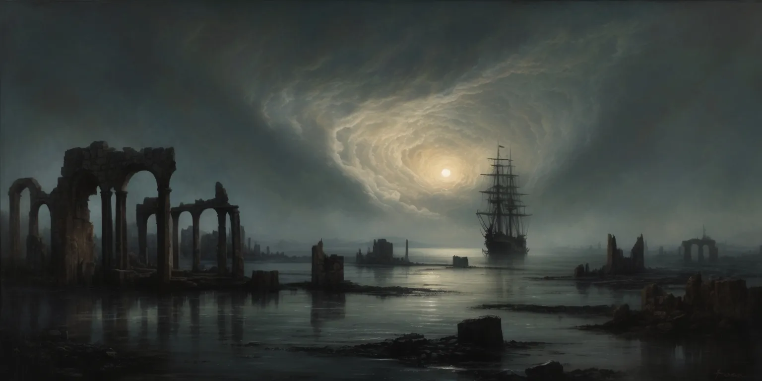 Submerged Horizons: A Dark Voyage into a Ruined Realm